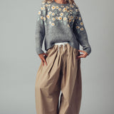 Daisy Embroidered Floral Knit Sweater
