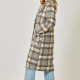 61234 Plaid Long Coat