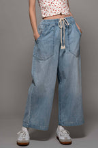 Coastal Breeze Wide-Leg Cropped Denim Pants