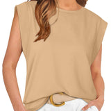 Round neck cami base tank top loose basic vest