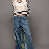 Paisley Bandana Print Denim Jeans