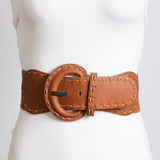 Distressed Wide Stitch Elastic Belt