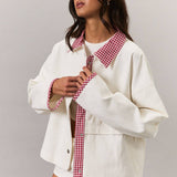 JACKET WITH GINGHAM CONTRAST