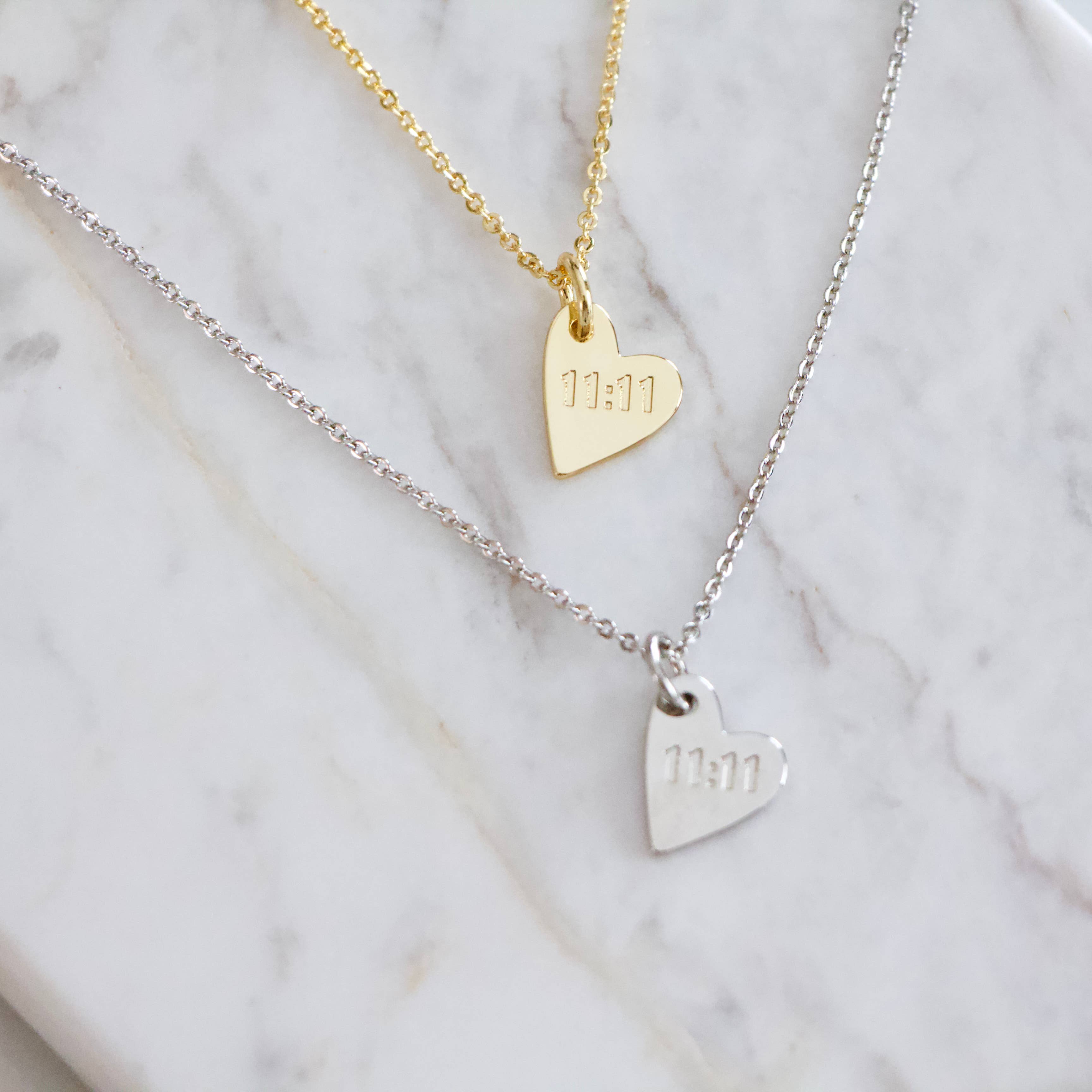 11:11 Stamped Heart Necklace