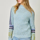 61313 Mock Neck Fair Isle Cuff Sweater