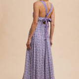 Border Print V-Neck Maxi Dress