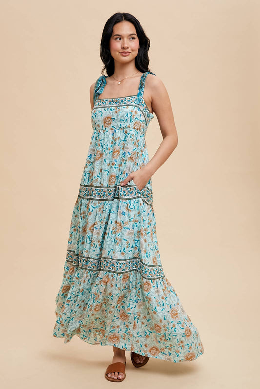 Border Print Maxi Dress