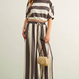 Thick Striped Wide Leg Trousers