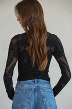 Seamless Jacquard Mock Neck Long Sleeve Top
