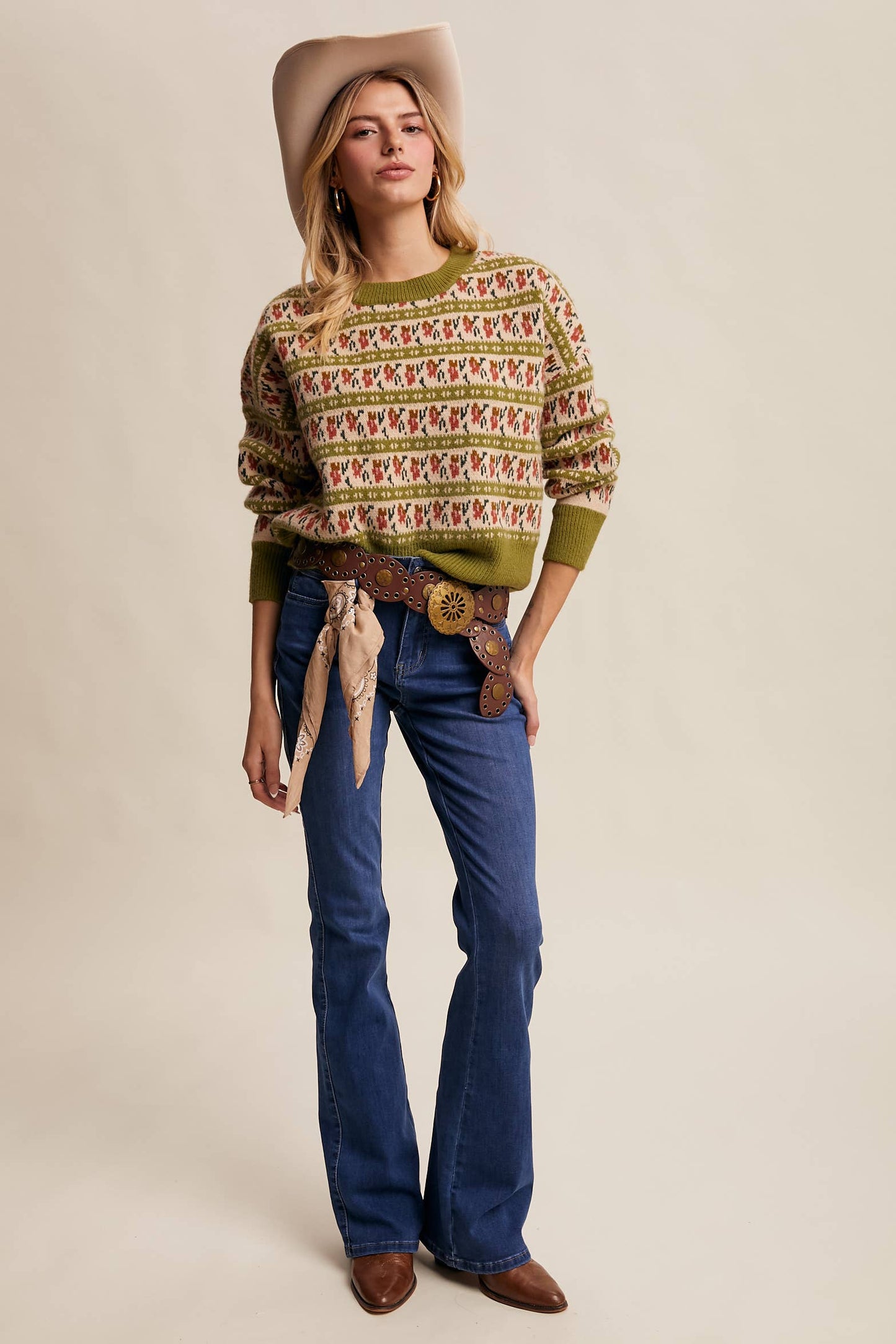 Western Jacquard Knit Sweater