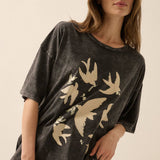 Vintage Birds Oversized Graphic Tee