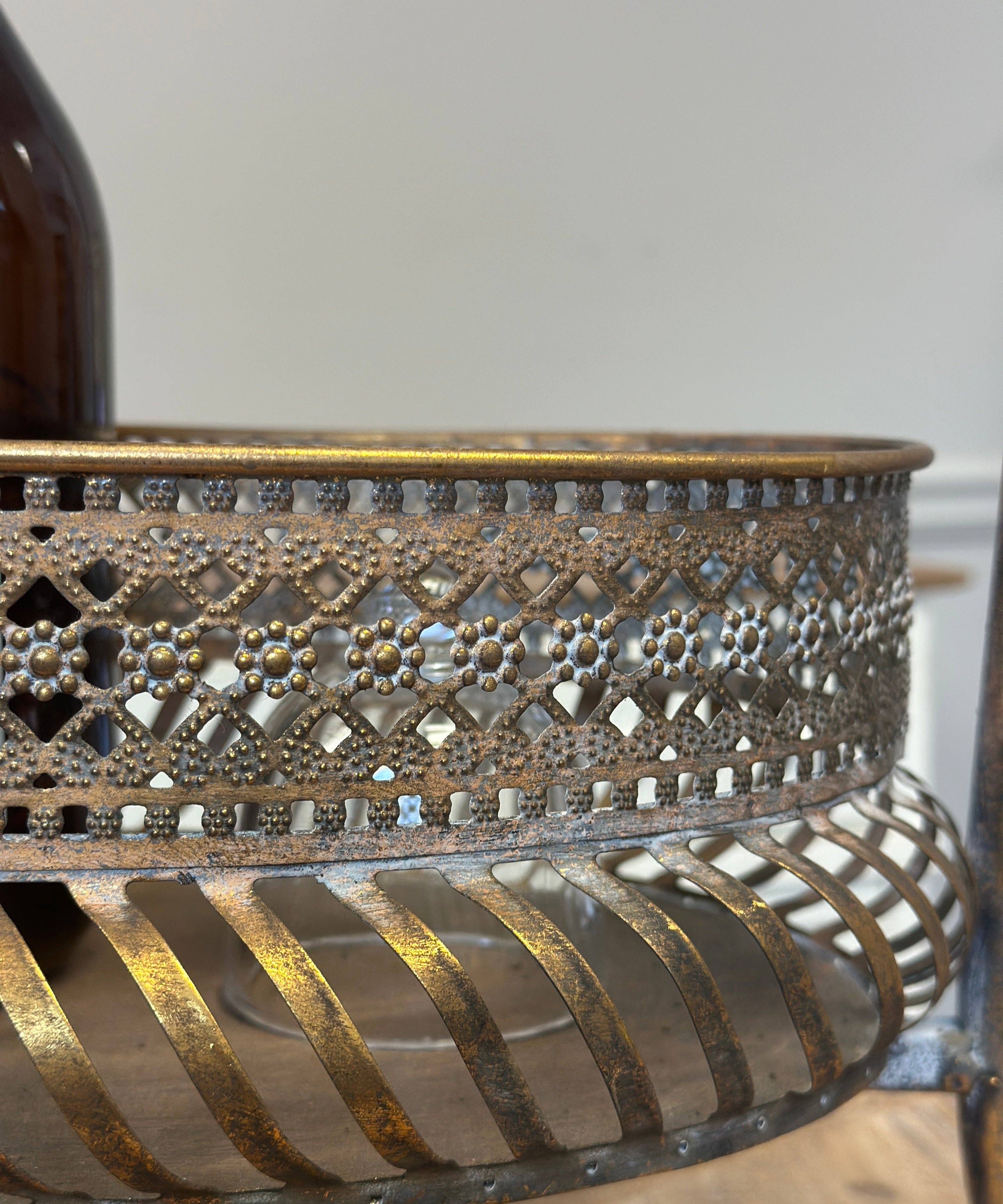 Vintage 2-Tier Metal Bar Cart Stand