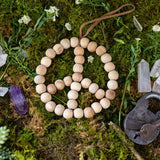 Wooden Beaded Peace Sign with Suede Hanger