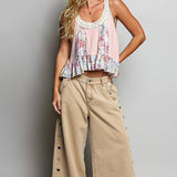 Low Rise Eyelet Studded Wide Leg Street Pants