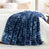 CB Striped Faux Fur Warm Plush Throw Blanket, Tie-dye Color