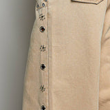Low Rise Eyelet Studded Wide Leg Street Pants
