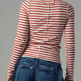 Striped Turtleneck Knit Top