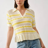 MAT3313 OPENKNIT RUFFLE HEM STRIPE SWEATER