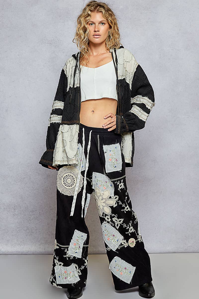 Black & Gray Stressed Seam Zip-Up