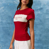 "AMERICAN CLASSIC" ROUND NECK CONTRAST DETAIL BABY TEE