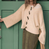 J7114   SWEATER CARDIGAN WITH TOGGLE BUTTON DETAIL