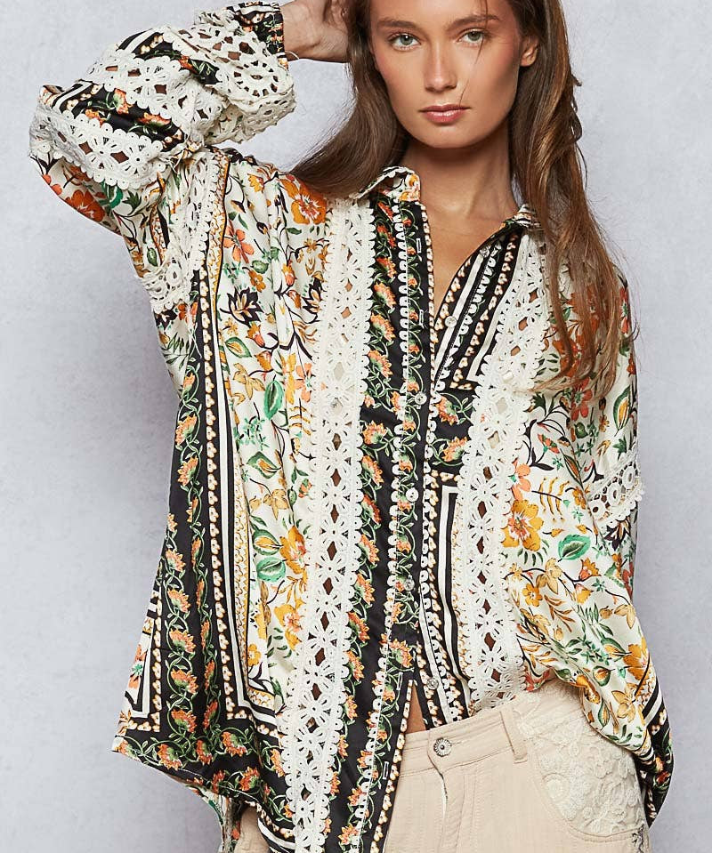 Balloon Sleeve Floral Printed Top