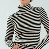 Striped Turtleneck Knit Top