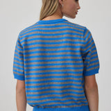 Stripe Knit Short Sleeve Sweater Top - RSW1200
