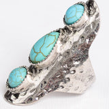Waterfall Droplet Turquoise Stone Silver Ring