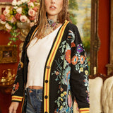 Hermione French Terry Cardigan | Floral Embroidered Jacket