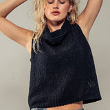 Sleeveless Cowl Neck Crochet Top