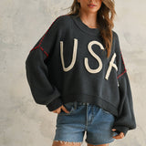 USA Rope Letter Sweater