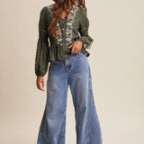 Embroidered Peplum Blouse
