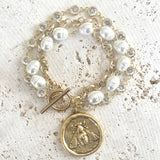 Bee Coin Pendant Layered Bracelet Set