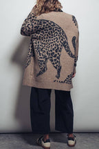 Animal Jacquard Long Knit Cardigan