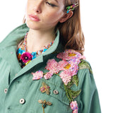 Michelle Jacket | Teal Green Embellished Floral Button Up