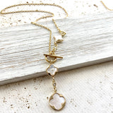 Gold Clover & Pearl Necklace