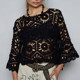 Round Neck Crochet Cropped Top
