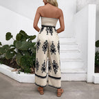Smocked Bodice Tube Top Palazzo Romper