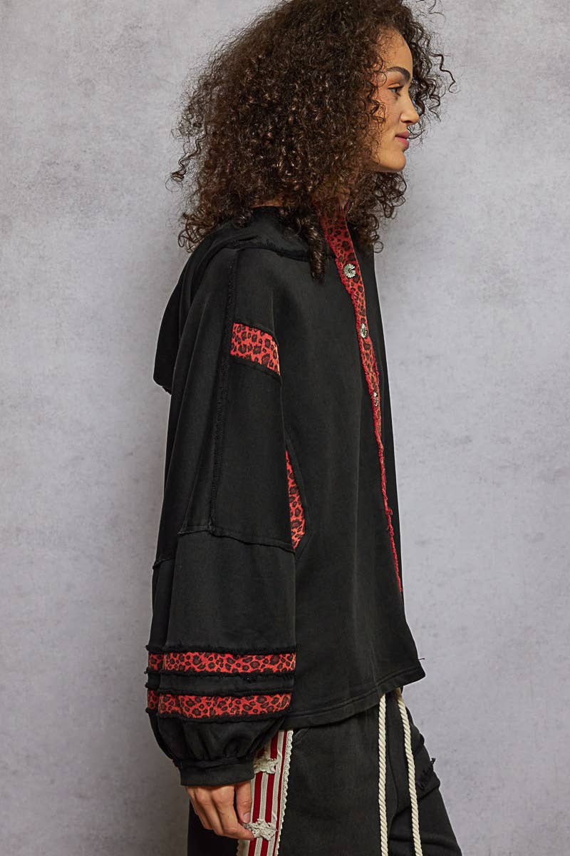 Animal Print Patch & Seam Hoodie