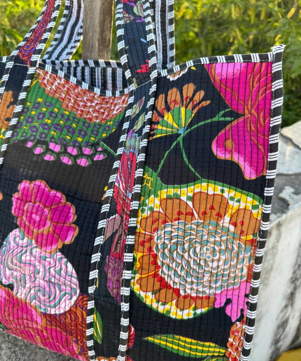 Tropical Print Cotton Tote Bag