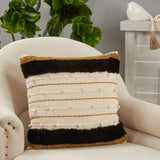 Throw Pillow With Embroidered Stripe Design
