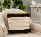 Throw Pillow With Embroidered Stripe Design