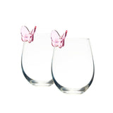 Butterfly Blush Stemless Wine, Set of 2