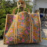 Floral Print Cotton Tote Bag