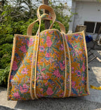 Floral Print Cotton Tote Bag