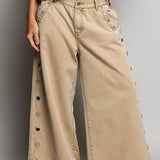 Low Rise Eyelet Studded Wide Leg Street Pants
