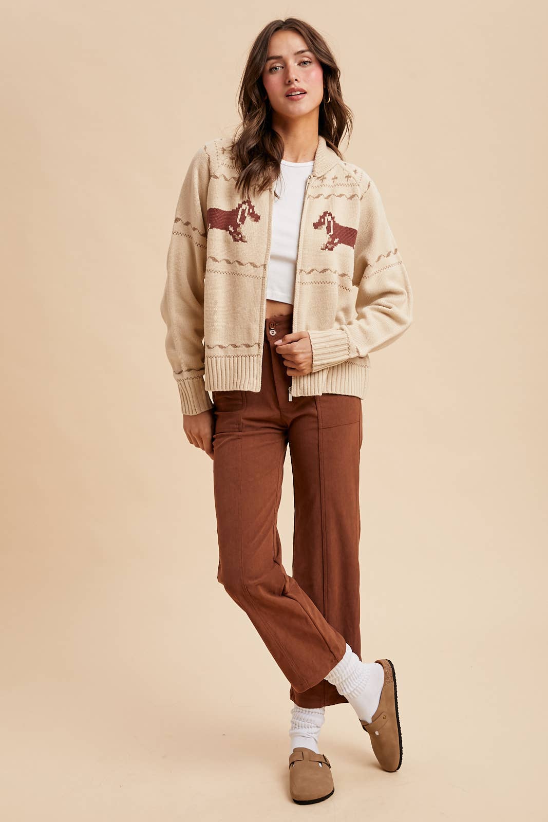 Dachschund Zip-Up Cardigan