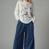 Whimsical Dog Graphic Long Sleeve Top