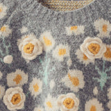 Daisy Embroidered Floral Knit Sweater